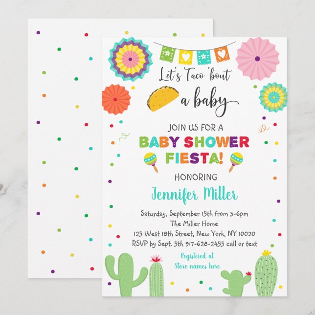 Invitation Taco Bout A Baby Fiesta Cactus Baby shower (Devant / Derrière)