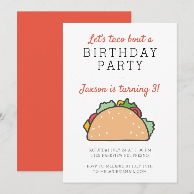 Invitation Taco Bout A Birthday Party Fiesta (Devant / Derrière)