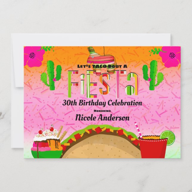 Invitation Taco Bout A Fiesta Tacos Margaritas Anniversaire (Devant)