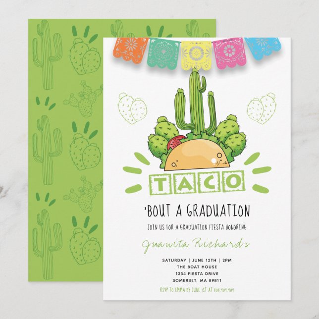 Invitation Taco 'Bout A Graduation Fiesta Graduation (Devant / Derrière)