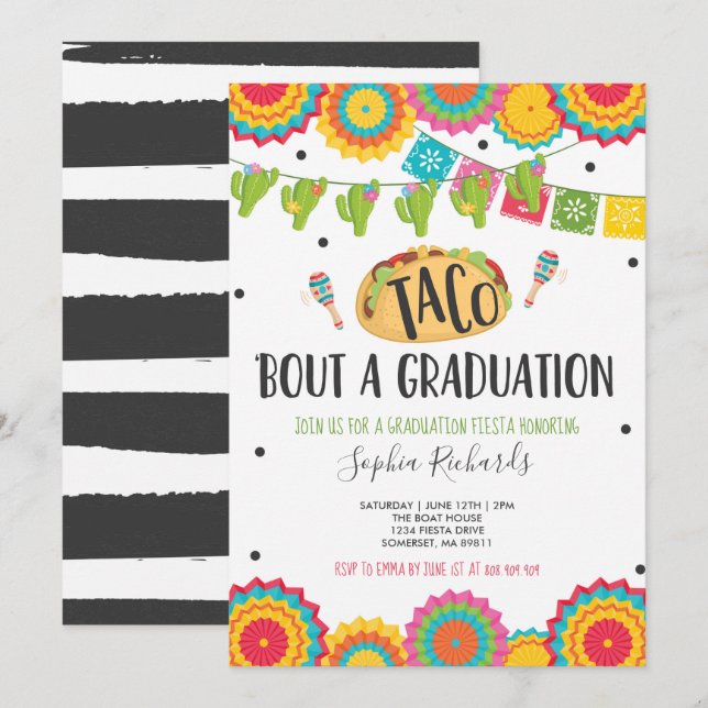 Invitation Taco 'Bout A Graduation Fiesta Graduation Party (Devant / Derrière)