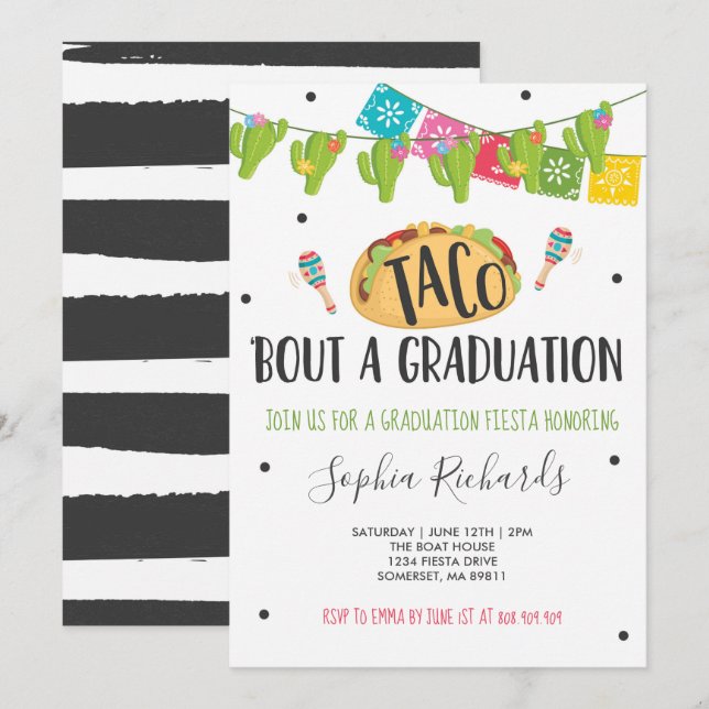 Invitation Taco 'Bout A Graduation Fiesta Graduation Party (Devant / Derrière)
