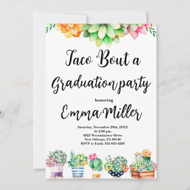 Invitation Taco 'Bout a Graduation Fiesta Party (Devant)