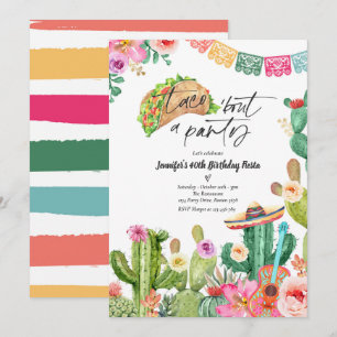 Invitation Taco 'Bout A Party 40e anniversaire Fiesta Cactus