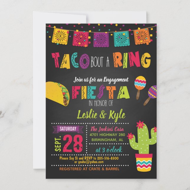 Invitation Taco Bout a Ring - Fête de Fiançailles / Fête de C (Devant)