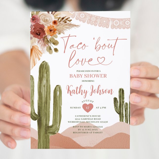 Invitation Taco bout amour Baby shower cactus du sud-ouest (Créateur téléchargé)