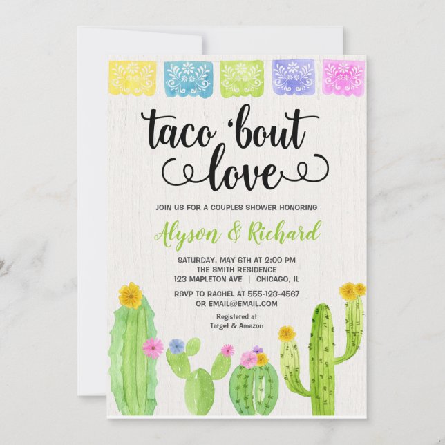 Invitation Taco bout amour Fiesta Cactus douche nuptiale (Devant)