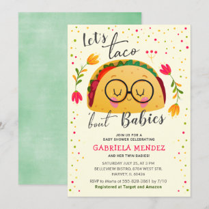Invitation Taco Bout Babies Baby shower jumeau saupoudré