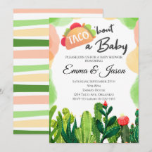 Taco Bout Baby Flower Cactus Baby shower Invitatio