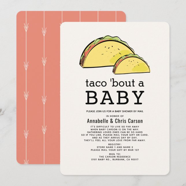 Invitation Taco Bout Fiesta Baby shower par la poste (Devant / Derrière)
