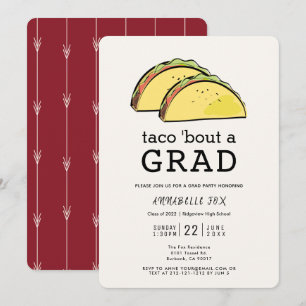 Invitation Taco Bout GRAD Burgundy Graduation Party