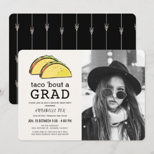 Invitation Taco Bout GRAD Photo Black Drive-by Graduation