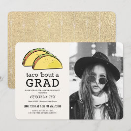 Invitation Taco Bout GRAD Photo Gold Virtual Graduation