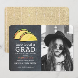 Invitation Taco Bout GRAD Photo Gold Virtual Graduation