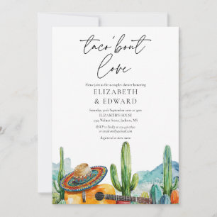 Invitation Taco Bout Love Aquarelle Cactus Couples Douche