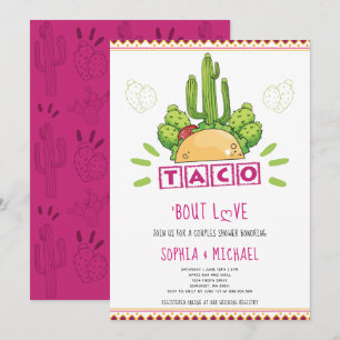 Invitation Taco 'Bout Love Couples Fiançailles Fiesta Rose