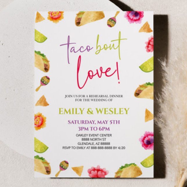 Invitation Taco Bout Love ! Dîner de répétition Mariage Fiest (Créateur téléchargé)