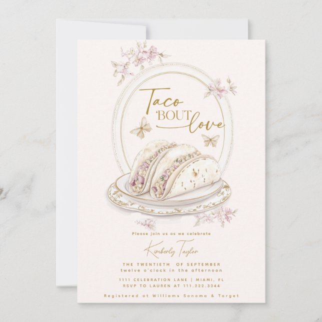 Invitation Taco Bout Love Fête des mariées rose Fiesta (Devant)