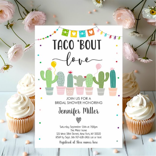 Invitation Taco Bout Love Fiesta Cactus Fête des mariées (Créateur téléchargé)
