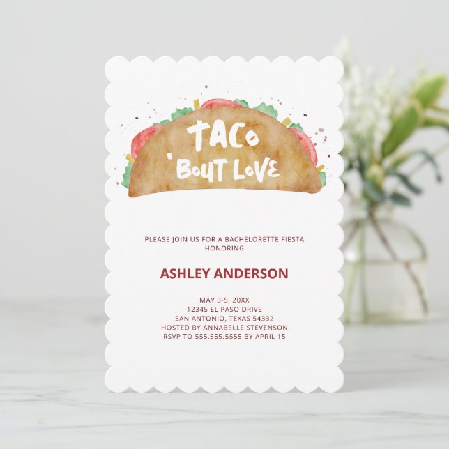 Invitation Taco 'Bout Love Mariage Bachelorette Fiesta (Debout devant)