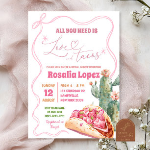 Invitation Taco Bout Love Pink Bow Fête des mariées mexicaine