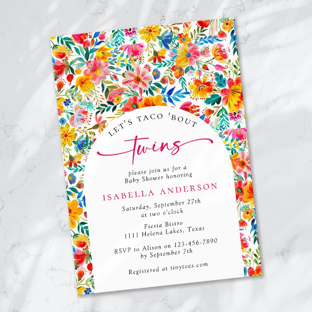 Invitation Taco 'Bout Twins Floral Fiesta Baby shower (Créateur téléchargé)