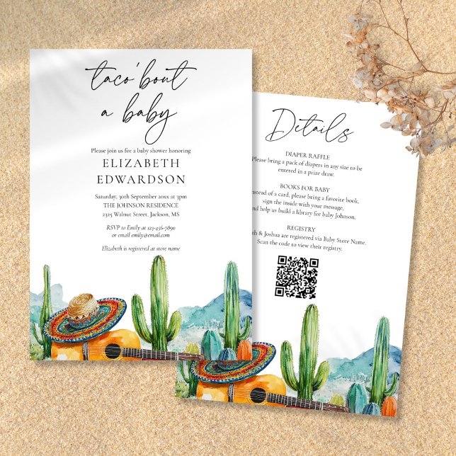 Invitation Taco Bout Un Bébé Fiesta Tout En Un Baby shower (Taco Bout A Baby Fiesta All In One Baby Shower Invitation)