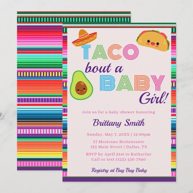 Invitation Taco Bout Une Petite Fille Fête Baby shower (Devant / Derrière)