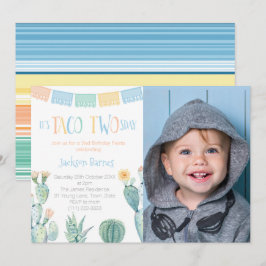 Invitation Taco Deux Jours Bleu Jaune 2e fête d'anniversaire 