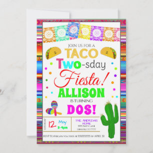 Invitation Taco Deux Jours Deuxième Anniversaire Fiesta Invit