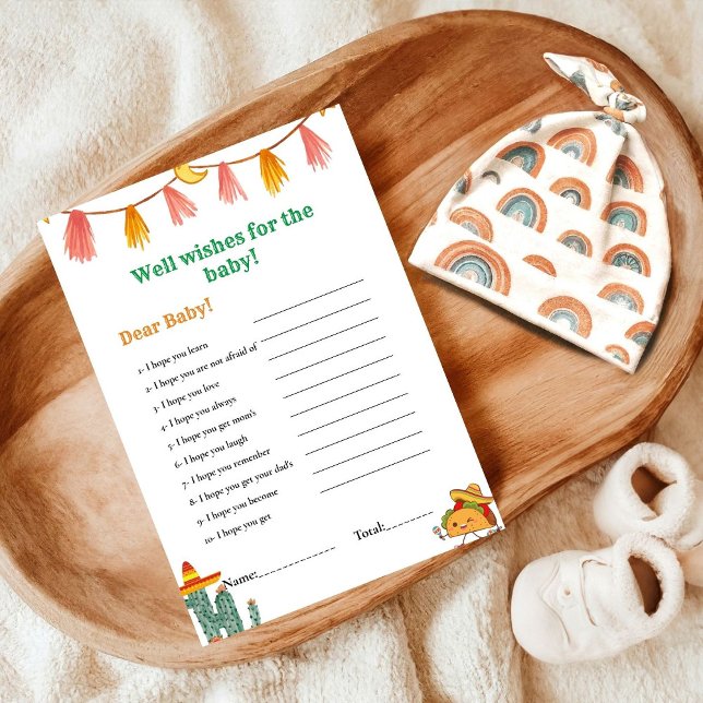 Invitation Taco mexicain souhaite pour le jeu de baby shower  (Créateur téléchargé)