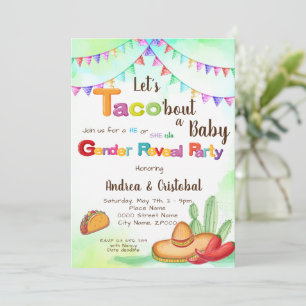 Invitation Taco'about a Baby Fiesta thème Révélation de genre