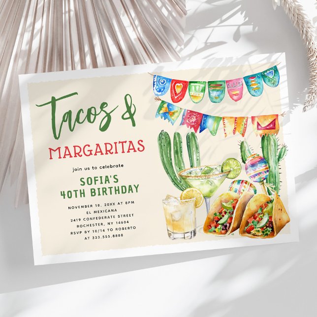 Invitation Tacos and Margaritas Mexican Adult Birthday (Créateur téléchargé)