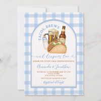 Tacos Brews and Diapers Baby shower Blue En vichy