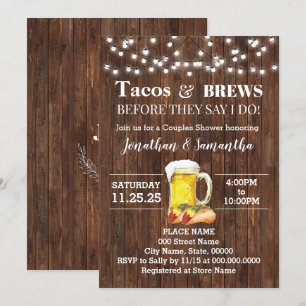 Invitation Tacos & Brews Avant De Faire Country Couples Douch