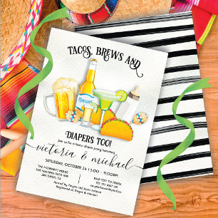 Invitation Tacos Brews & Diapers Baby shower Fiesta