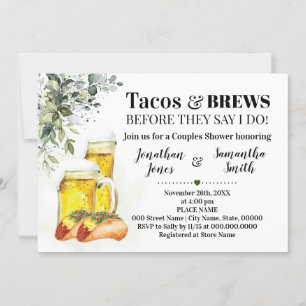 Invitation Tacos & Brews Douche Eucalyptus Vert