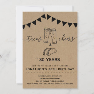 Invitation Tacos & Cheers & Beers Anniversaire - N'importe qu