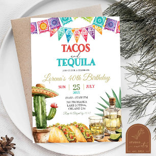 Invitation Tacos et Tequila 40ème fête d'anniversaire adulte