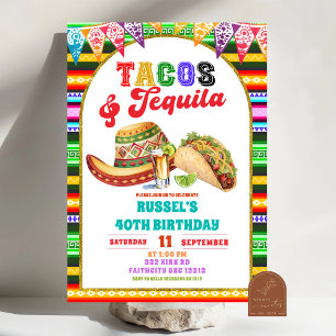 Invitation Tacos et Téquila d'anniversaire de Fiesta mexicain