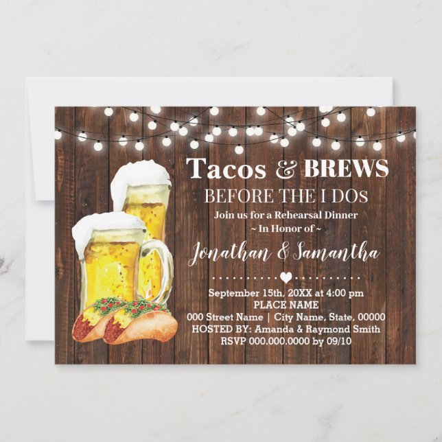 Invitation Tacos Rustiques & Bris Avant De Faire Couples Douc (Devant)