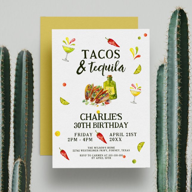 Invitation Tacos & Tequila Fun Summer Tropical Birthday Party (Créateur téléchargé)