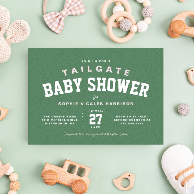 Invitation Tailgate baby shower amusant de football rose clai (Créateur téléchargé)