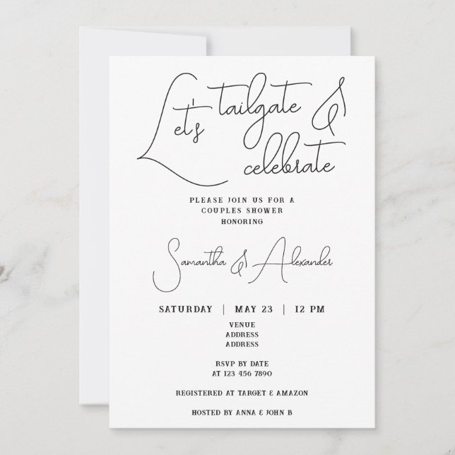 Invitation Tailgate & Celebrate Mariage Couples Douche (Devant)