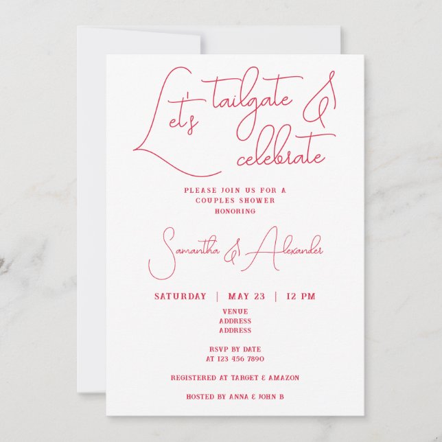 Invitation Tailgate et Celebrate Mariage Couple Shower (Devant)