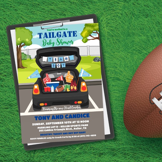 Invitation Tailgate Football Baby shower Couples Douche (Créateur téléchargé)