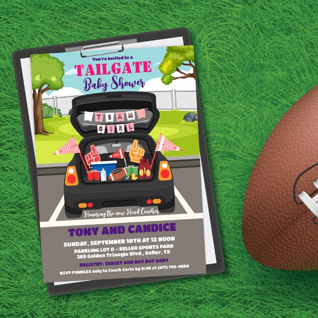 Invitation Tailgate Football Baby shower Couples Douche (Créateur téléchargé)