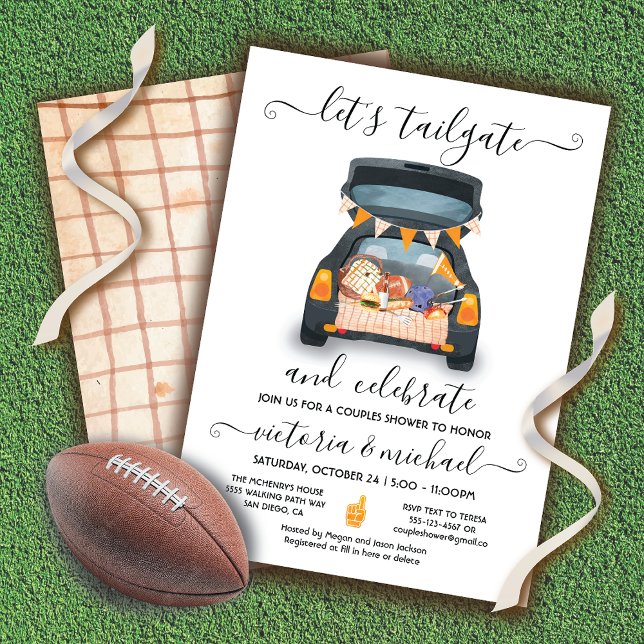 Invitation Tailgate Voiture Football Jeu BBQ Bière Couples Do (Créateur téléchargé)