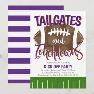 Invitation Tailgates et Touchdowns Football N'IMPORTE QUELLE 