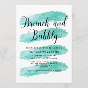 Invitation Tailles Abstraites turquoise   Brunch et Bubbly